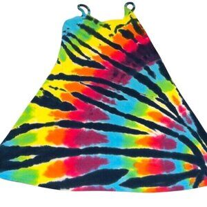 Tie-Dye Rainbow Swing Dress With Adjustable Straps By Dharma Trading Co. Size M